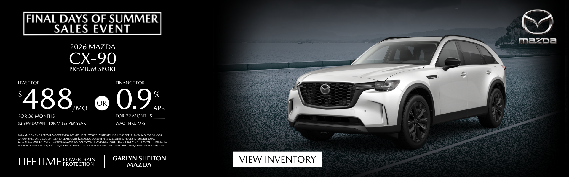 2026 Mazda CX-90 Final Days of Summer Sale